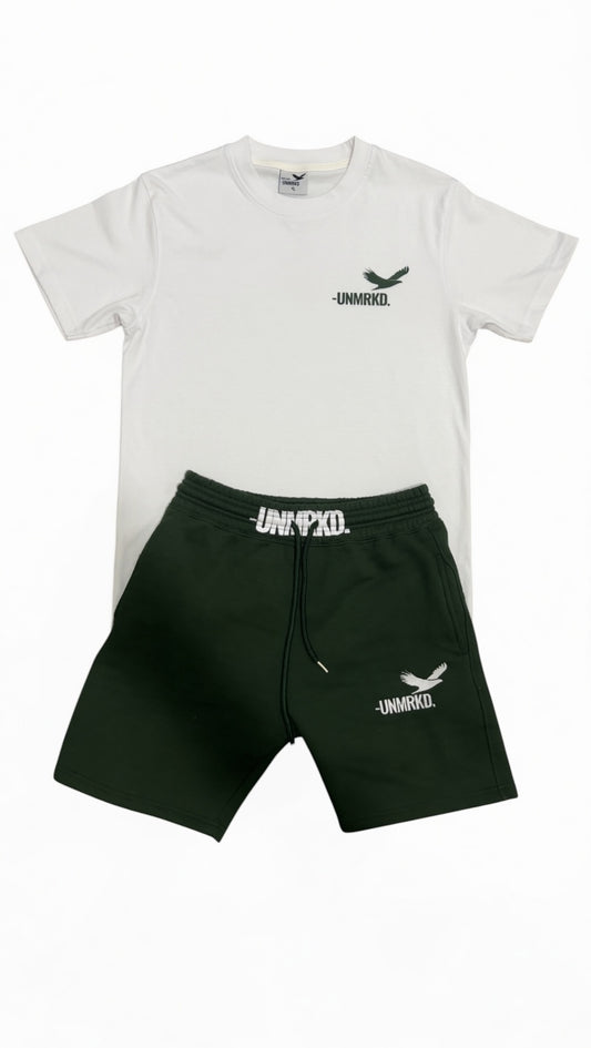 classic -UNMRKD. Tee and shorts set ‘white&green’